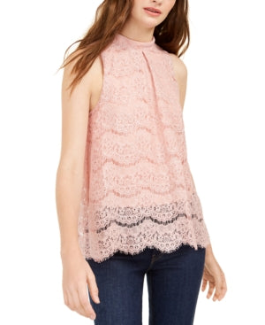 Love Fire Juniors Metallic Lace Top Pink Size X-Small - Bellso